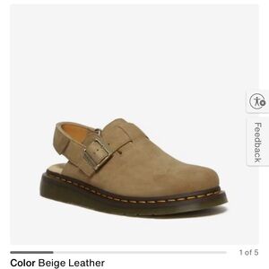 Dr. Martens Beige Leather Mules with Buckle